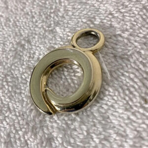 Vintage Gold Tone Metal With Green Inlay Necklace Pendant